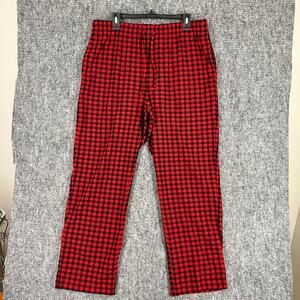 Nautica Pajama Pants Mens Large Red Check Fleece Sleepwear Drawstring Lounge Pjs